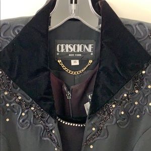 Criscone vintage suit. skirt w high slit, Jacket.